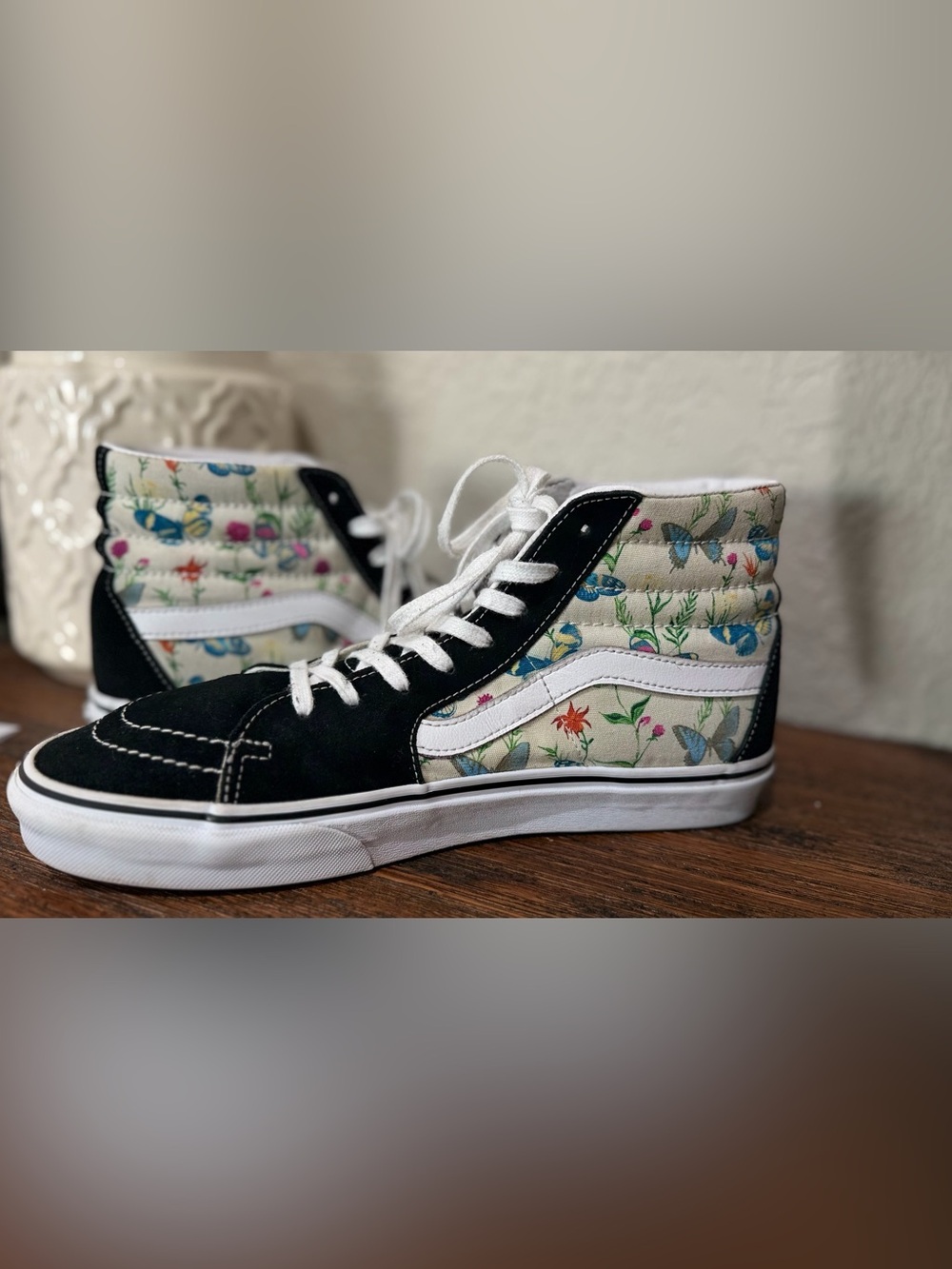 Vans Men Shoes Size 11 SK8 Hi Butterfly Floral Marshmallow Men's Classic Skate